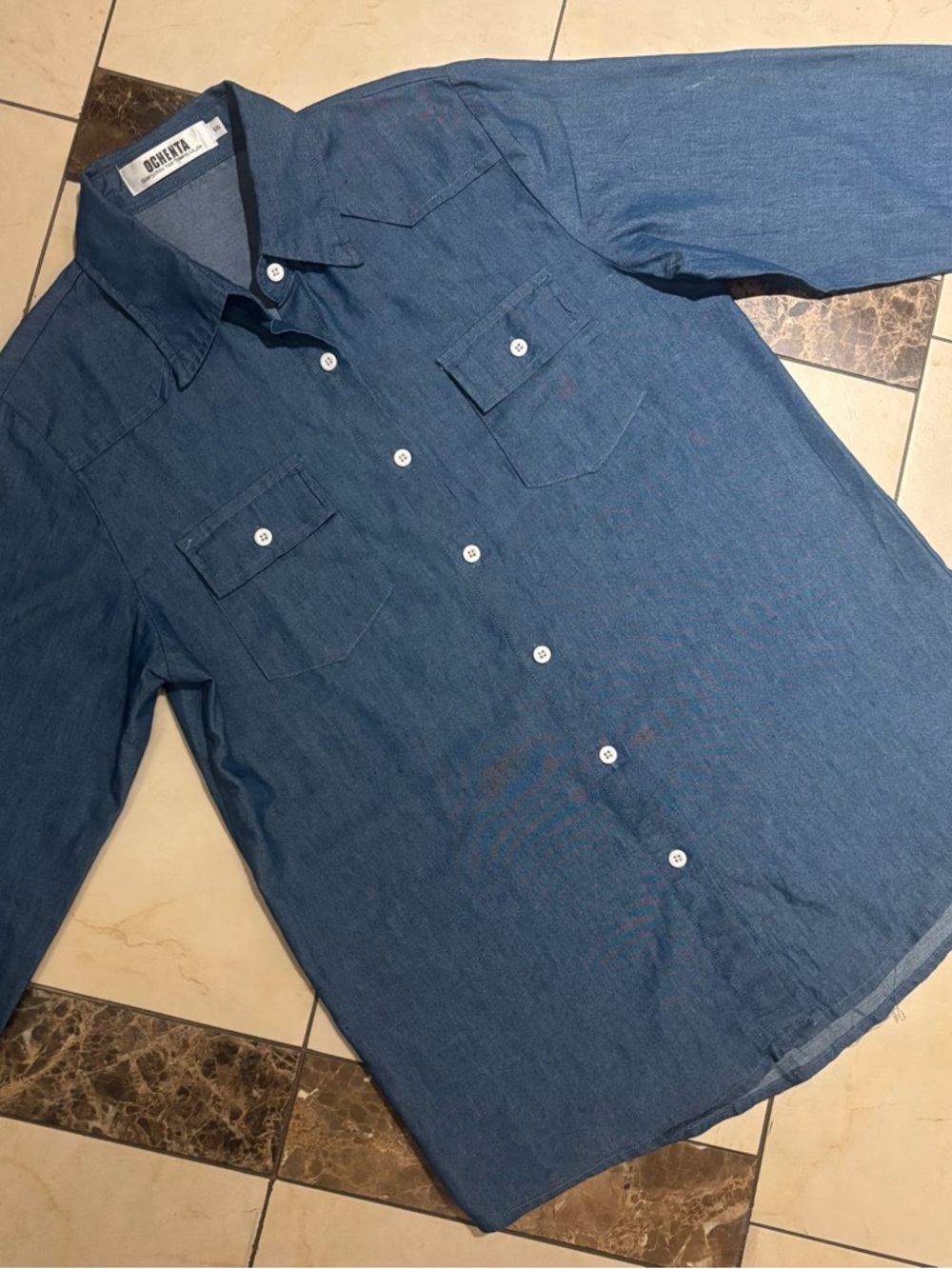Ochenta Classic Blue Denim Button-Down Shirt